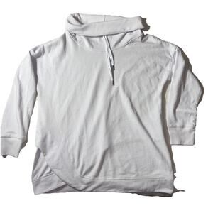 Mono B Cowl Neck Hoodie Womens L White Long Sleeve Comfy Active Wear NWT